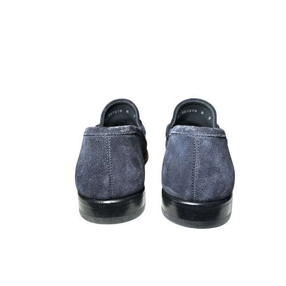 Salvatore Ferragamo Grandioso Blue Suede Gunmetal Gancini Bit Loafers Shoes 9